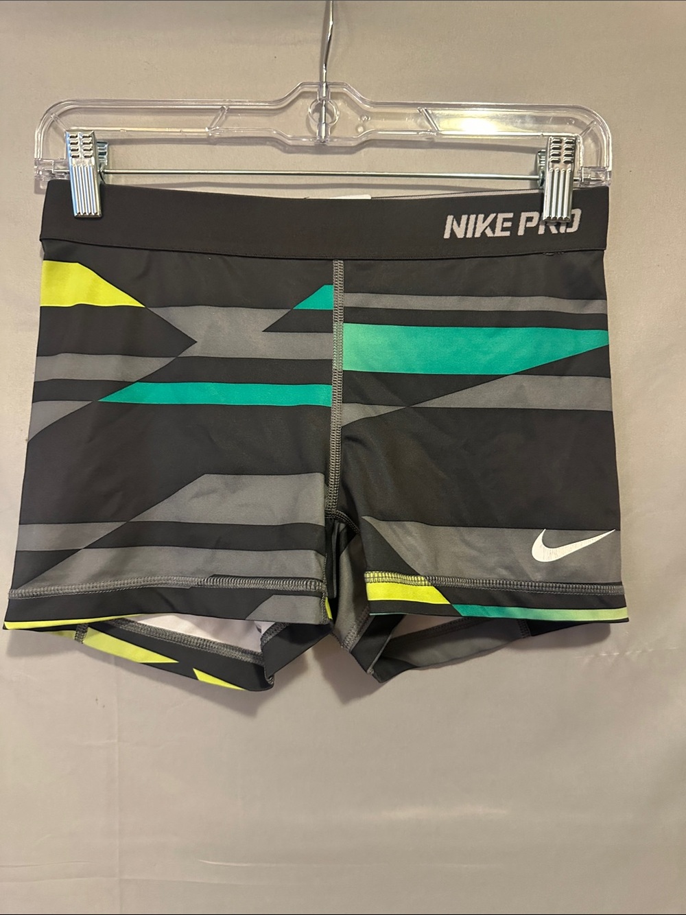 Nike Pro woman’s  Black Volleyball Trunks with Teal & Yellow Accents